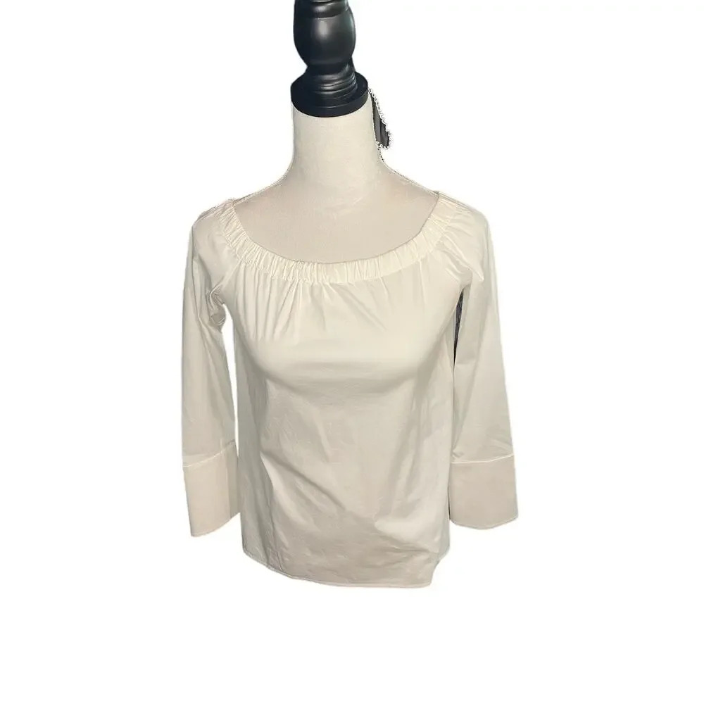 Lafayette 148 White Over the Shoulder Top